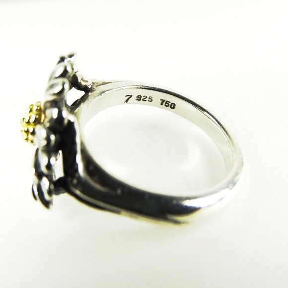 LAGOS HTF Daisy Collection Sterling Silver 750K Yellow Gold Ring Size 7 - Picture 5 of 9